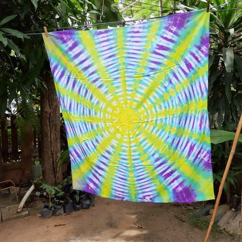 泰國製 手工紮染布 1m x 1m 野餐布 沙灘布 C